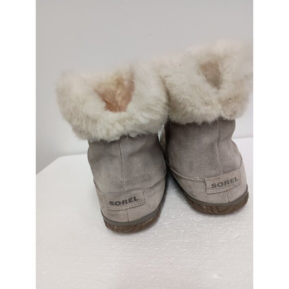 Sorel Out N About Winter Boots Womens Size 7.5 Gray Suede Faux Fur Lined Booties - Picture 5 of 10